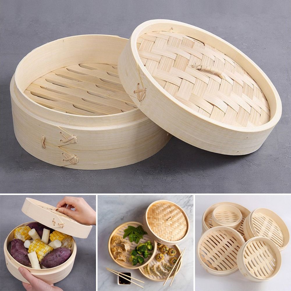 Bao Steamer Bamboo - Bambus-Dampf korb mit Deckel Knödel-Dampf korb